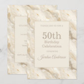 Light Beige Marble 50th Birthday 招待状 (正面/裏面)