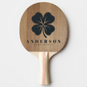 Light Birch Wood Four Leaf Clover with Name 卓球ラケット (正面)