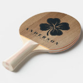 Light Birch Wood Four Leaf Clover with Name 卓球ラケット (正面アングル)