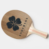 Light Birch Wood Four Leaf Clover with Name 卓球ラケット (横)