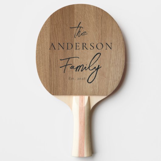 Light Birch Wood  Hand Written Family Name 卓球ラケット (正面)
