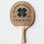 Light Birch Wood  Irish Lucky Clover Wedding Crest 卓球ラケット (裏面)