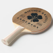 Light Birch Wood  Irish Lucky Clover Wedding Crest 卓球ラケット (正面アングル)