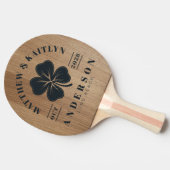 Light Birch Wood  Irish Lucky Clover Wedding Crest 卓球ラケット (横)