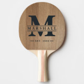 Light Birch Wood Monogram & Name Overlay 卓球ラケット (正面)