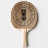 Light Birch Wood Pineapple Wedding Crest & Names 卓球ラケット (正面)