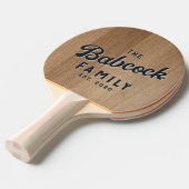 Light Birch Wood Retro Family Name & Year 卓球ラケット (正面アングル)