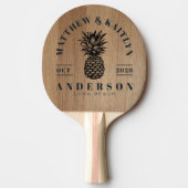 Light Birch Wood Tropical Pineapple Wedding Crest 卓球ラケット (正面)