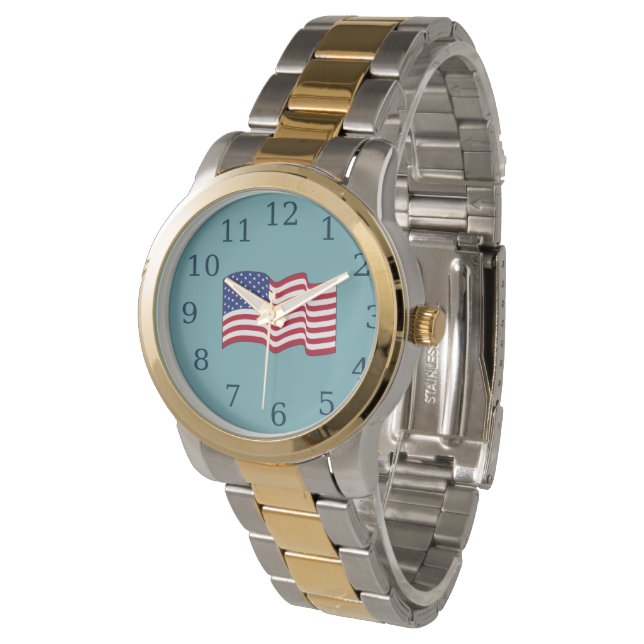 Light Blue American Flag Watch 腕時計 (アングル)
