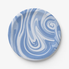 Light Blue and Cream Marble Swirl ペーパープレート