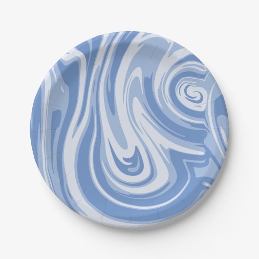 Light Blue and Cream Marble Swirl ペーパープレート (正面)