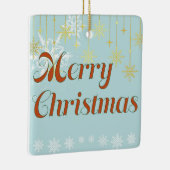 Light blue and Gold Merry Christmas  セラミックオーナメント (右)