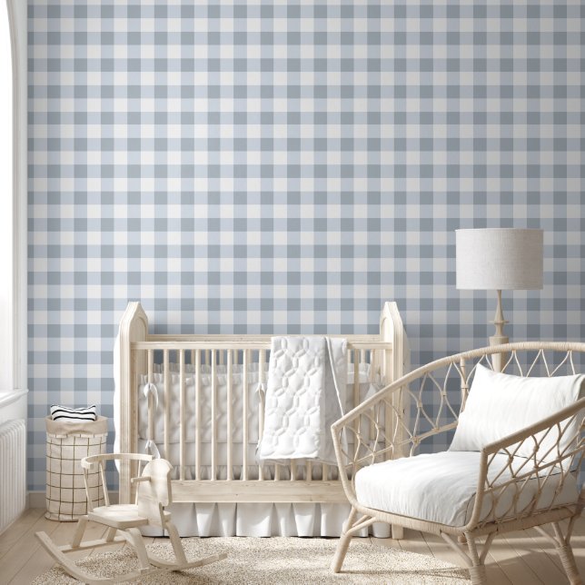 Light Blue and Grey Gingham Seamless Pattern 壁紙 (キッズ)