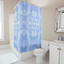 Light Blue and White Abstract Shower Curtains シャワーカーテン