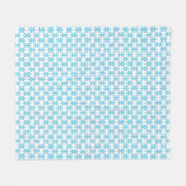 Light Blue and White Jigsaw Puzzle Piece Pattern フリースブランケット (正面(横))