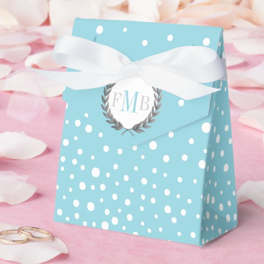 Light blue and white polka dot pattern wedding fav フェイバーボックス (ウェディング)