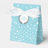 Light blue and white polka dot pattern wedding fav フェイバーボックス (正面サイド)