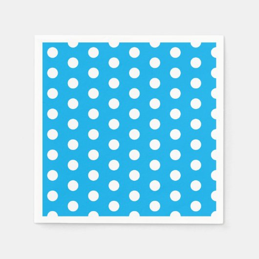 Light Blue and White Polka Dots  スタンダードカクテルナプキン (正面)