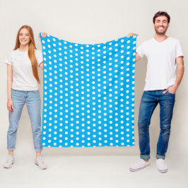 Light Blue and White Polka Dots  フリースブランケット