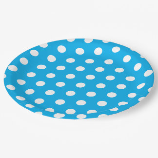 Light Blue and White Polka Dots  ペーパープレート
