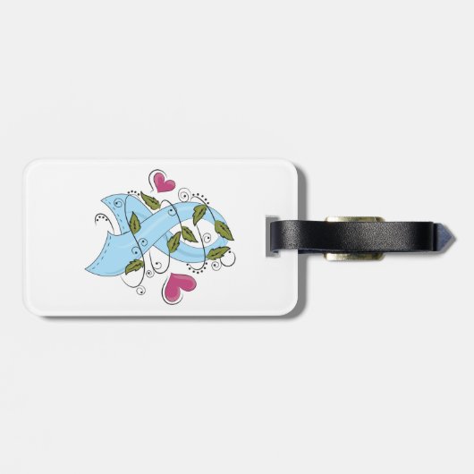 Light Blue Awareness Ribbon Support and Hope ラゲッジタグ (裏面横)