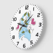 Light Blue Awareness Ribbon Support and Hope ラージ壁時計 (傾斜)