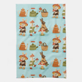 light blue background features cows キッチンタオル (縦)