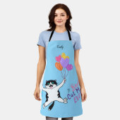 Light Blue Best Cat Mom Ever All-Over Print Apron エプロン (着用した状態)