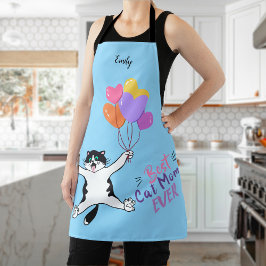 Light Blue Best Cat Mom Ever All-Over Print Apron エプロン