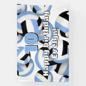 light blue black volleyballs kids birthday party 横断幕 (縦)