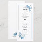 Light Blue Botanical Floral Pattern Wedding メニュー (正面/裏面)