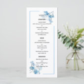 Light Blue Botanical Floral Pattern Wedding メニュー (スタンド正面)