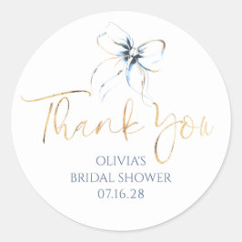 Light Blue Bow Favors Bridal Shower Thank You ラウンドシール