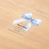 Light blue bow girl clear luxury Confirmation アクリル招待状 (レイダウン)