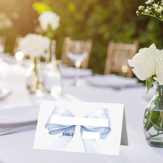 Light blue Bow Place Cards Elegant Folded プレイスカード