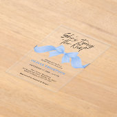 Light Blue Bow She's Tying the Knot Bridal Shower アクリル招待状 (レイダウン)