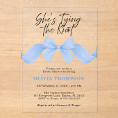 Light Blue Bow She's Tying the Knot Bridal Shower アクリル招待状 (正面)