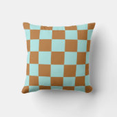 Light Blue Brown Checkerboard Pillow クッション (裏面)