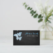 Light blue Butterflies on black chalkboard 名刺 (スタンド正面)