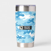 Light Blue Camouflage Pattern 保温保冷タンブラー (正面)