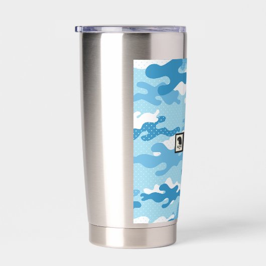 Light Blue Camouflage Pattern 保温保冷タンブラー (右面)