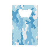 Light Blue Camouflage Polka Dot Pattern クレジットカード栓抜き (裏面)