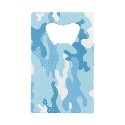 Light Blue Camouflage Polka Dot Pattern クレジットカード栓抜き (裏面)