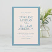 Light Blue Classic Elegant Wedding  Invitation 招待状 (スタンド正面)