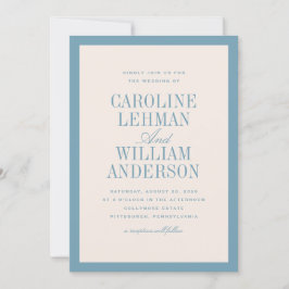 Light Blue Classic Elegant Wedding  Invitation 招待状