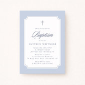 Light Blue Clipped Corners Baptism Invitation 招待状