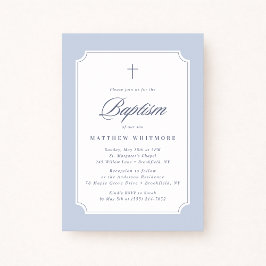 Light Blue Clipped Corners Baptism Invitation 招待状