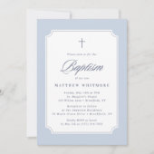Light Blue Clipped Corners Baptism Invitation 招待状 (正面)