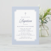 Light Blue Clipped Corners Baptism Invitation 招待状 (スタンド正面)