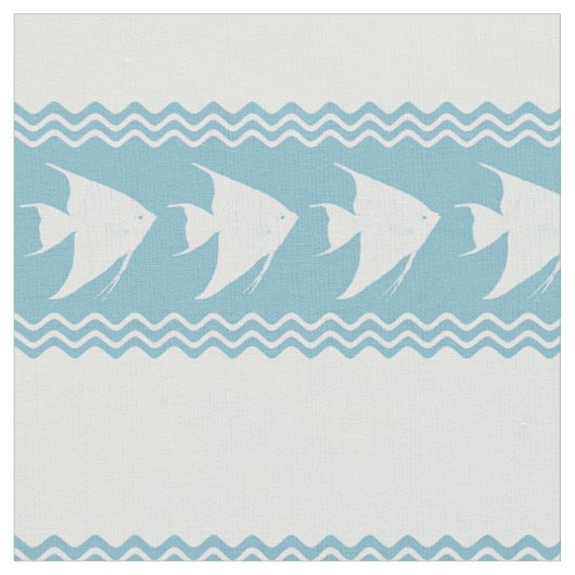 Light Blue Coastal Angelfish Stripes ファブリック (クローズアップ)